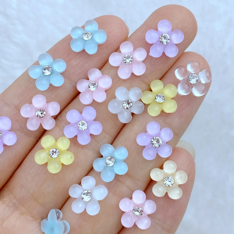 30pcs 3D Charms Kawaii Shiny Diamond Flower Nail Art Jewelry Manicure Nail Decoration Accessories