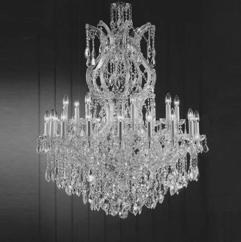 Large Maria Theresa Crystal Chandelier For Foyer Lobby Hallway Stair Gold Hanging Lamp Home Decor Cristal Lamps Ceiling Light