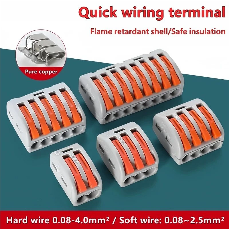 10/62pcs Quick Connect Terminals, Screw Free, Easy to Install, General Electrical Cage, Household Combination Box