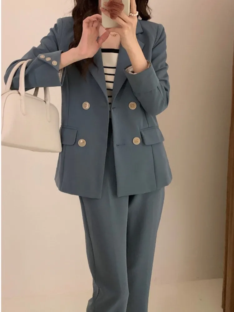 High Quality Office Ladies Pantsuit Solid Chic Women Business Work Wear Blazer Jacket and Trouser Female Formal Two Pieces Sets