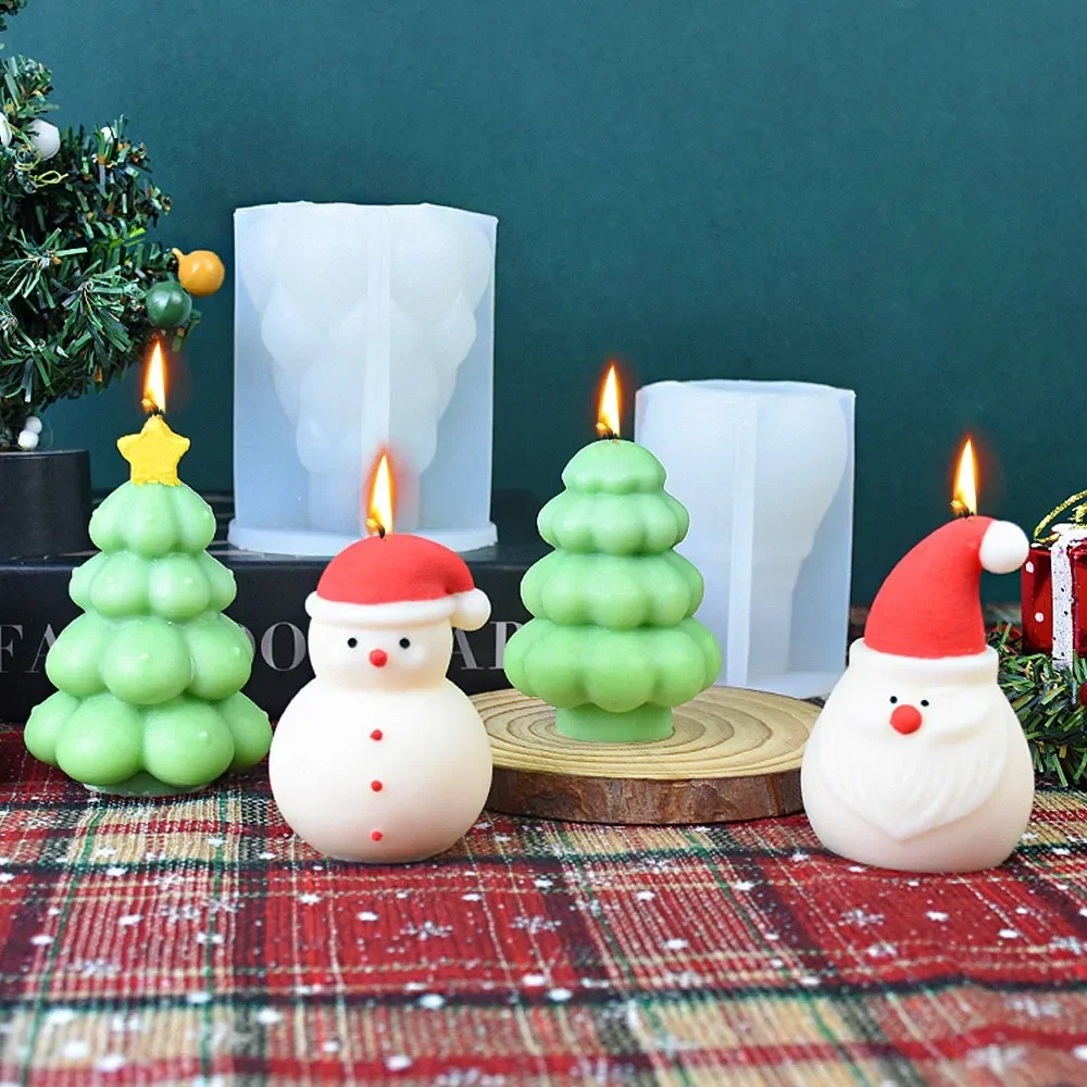 

Силиконовая форма в виде кремовой звезды, дерева, свечи, Рождественская шапка, Санта-Клаус, форма для мыла, 3D снеговик, гипсовая кукла, праздничные подарки для шоколада