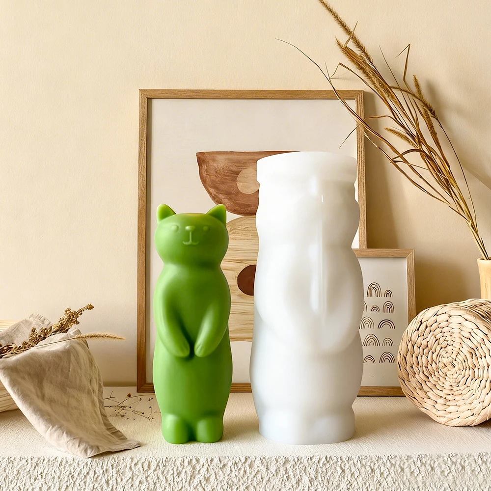 Cartoon Kitten Silicone Mold Handmade Aromatherapy Candle Plaster Ornament Mould DIY Cute Cat Crafts Making Molds