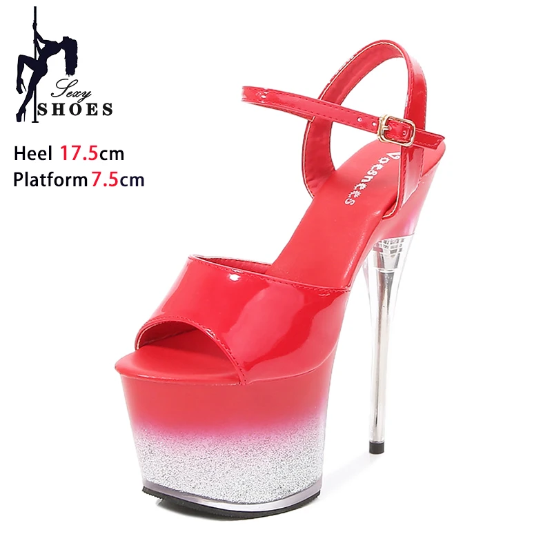 Model Catwalk Shoes 17.5CM/7Inch Super High Heels Summer Thick Platform Sandals Europe And America Style Night Club Women Shoes