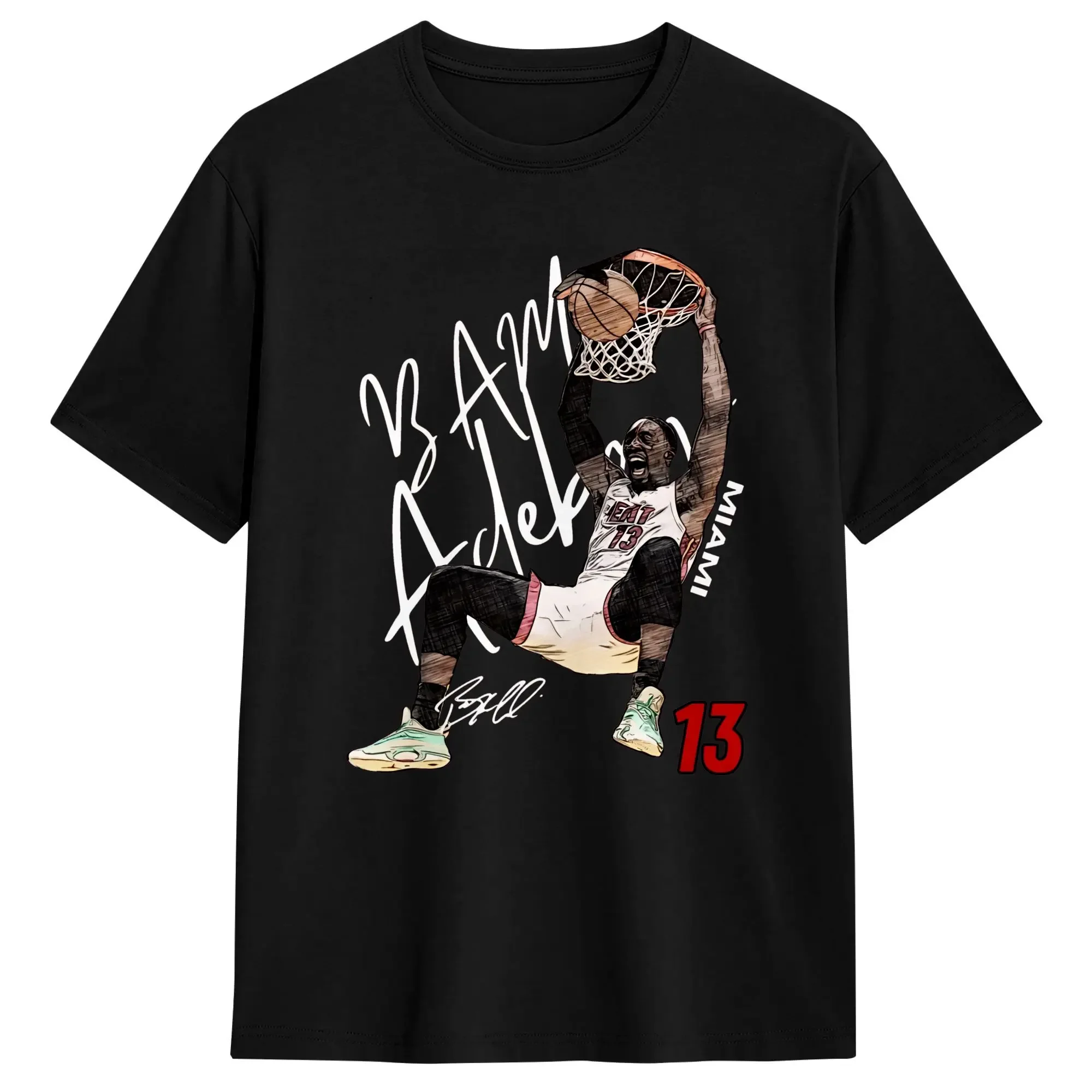 Miami Bam Adebayo Dunk Basketball T-Shirts Men  Awesome Pure Cotton Tees O Neck Short Sleeve T Shirt Gift Idea Clothing