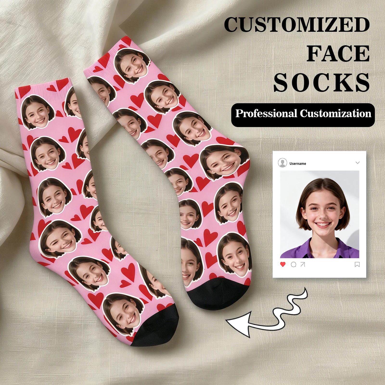 

Customized face-shaped socks DIY Unisex customized socks Personalized picture socks Photo socks Customized socks as gifts