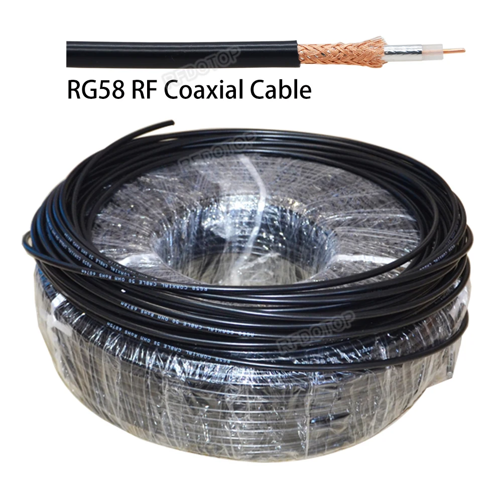 New RG58 Extension Cable Flexible Low Loss Coaxial 4G Antenna Black Cable Impedance 50 Ohm RG-58 RF Coax Pigtail Cable