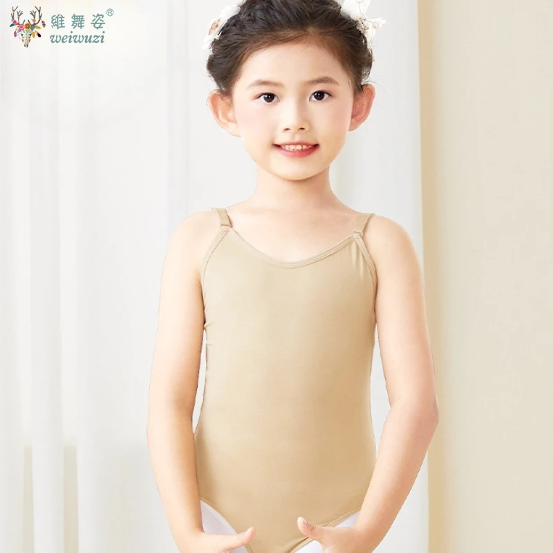 Children Ballet Costume Leotards Girls Dance Underwear Camisole Gymnastics Bodysuit Kids Sleeveless NudeColor Slim Training Wear