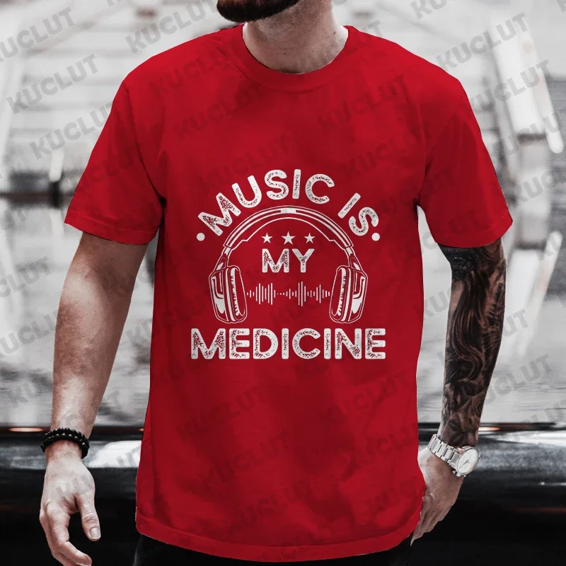 Music Is My Medicine Shirt for Men Music Medicine Graphic Tee Mens Short Sleeve T-Shirt Casual Summer Tees Music Notes Shirt Top