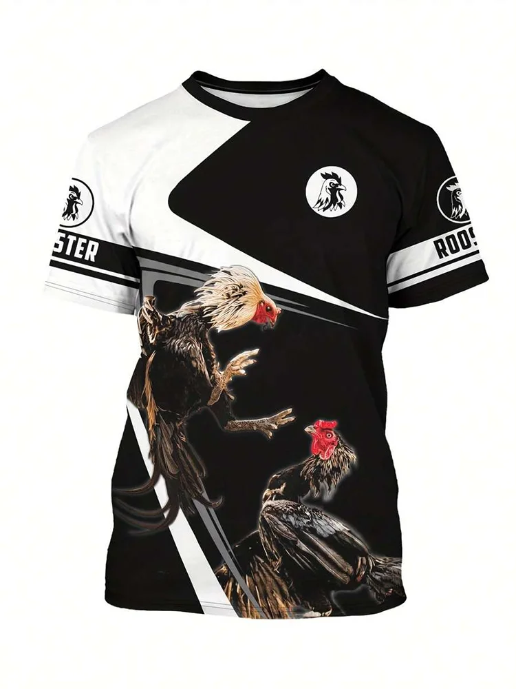 

Summer Daily Casual Men's T-shirt Outdoor Street Short Sleeve Personalized Mexican Rooster Battle Print Men's Crewneck T-shirt