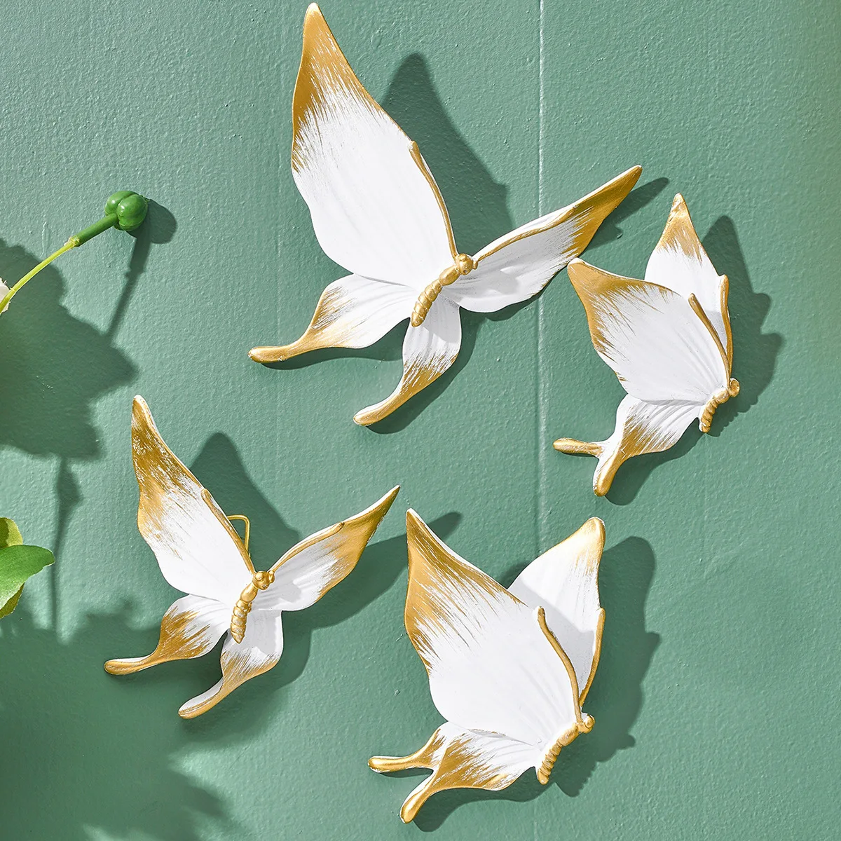 5-piece Retro Butterfly Stereo Wall Hanging European Luxury Resin Butterfly Wall Decoration Black Gold Old Butterfly Resin Art