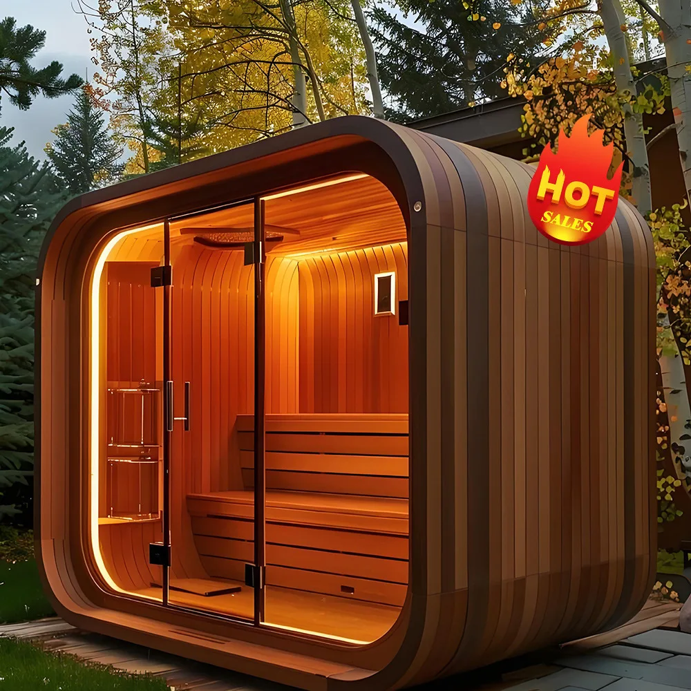 Hersteller liefern 6-Personen-Holzofen-Dampfsauna, traditionelle Außensauna mit Glasfenster, heiß begehrte Produkte.