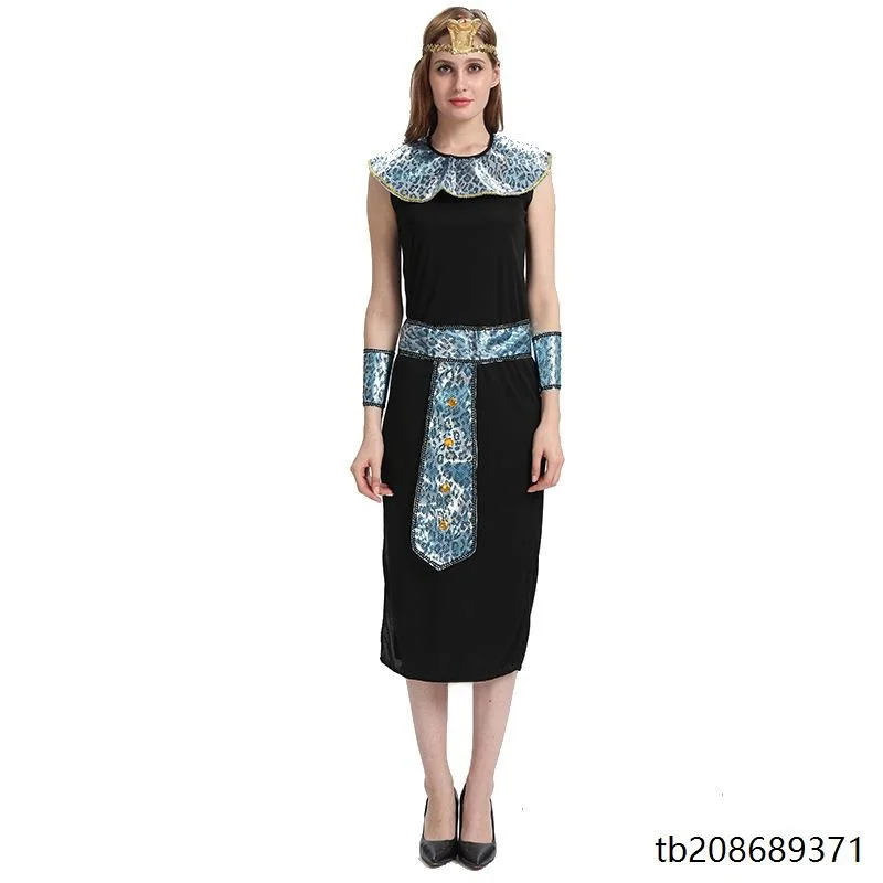 زي تنكري للنساء البالغات لعيد الهالوين على شكل ملكة مصرية بعباءة طويلة بأسلوب عربي قديم للعروض المسرحية