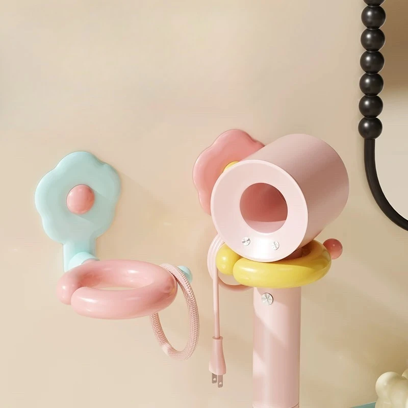 Soporte para secador de pelo en forma de flor, estante de almacenamiento para baño, soporte para secador de pelo, calibre Universal, se adapta a varios tamaños