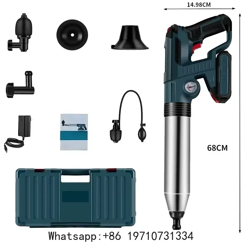 for Powerful Electric Air Plunger High Pressure Pipe Dredge Tool for Sewer Drain Clog Remover Unclogging Machine for Toilet