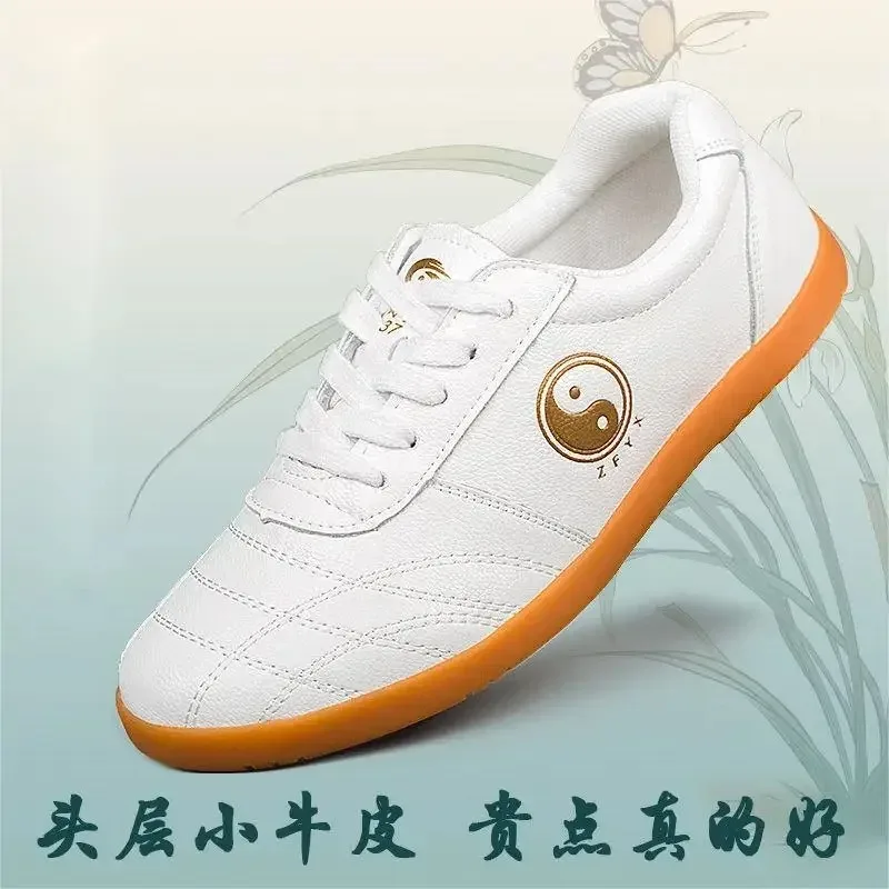 

Men Women Leather Tai Chi Shoes Non Slip Oxford Bottom Kung Fu Shoes Low Top Martial Arts Training Shoes Taekwondo Sneakers