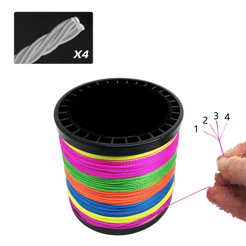 1 rotolo di lenza da pesca in PE a 4 fili, lenza da pesca resistente all'usura da 300 m, attrezzatura da pesca 15LB-80LB