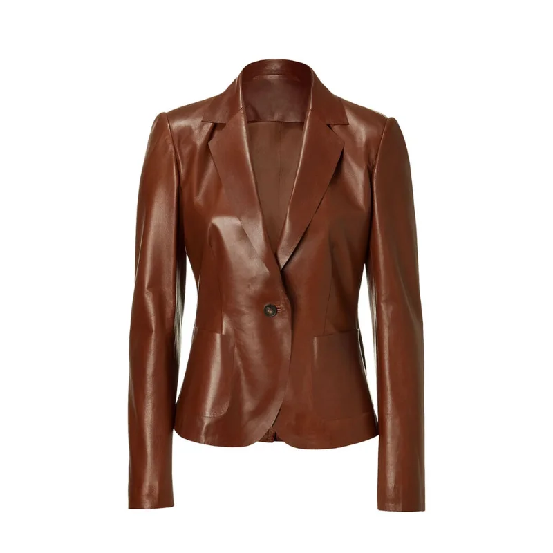 Original Lambskin Leather Jacket Blazer Women's Sheep Leather Soft Leather Coat