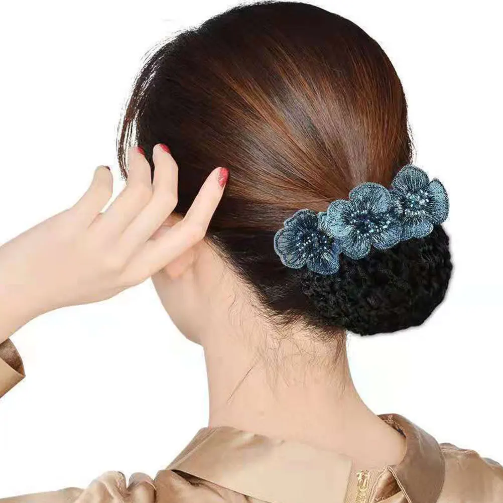 

2Pcs Hair Women Hairnets Clip Bun Accessories for Women Nurses Blue Black Ballet Hairpins Hair Buns Weaving Net