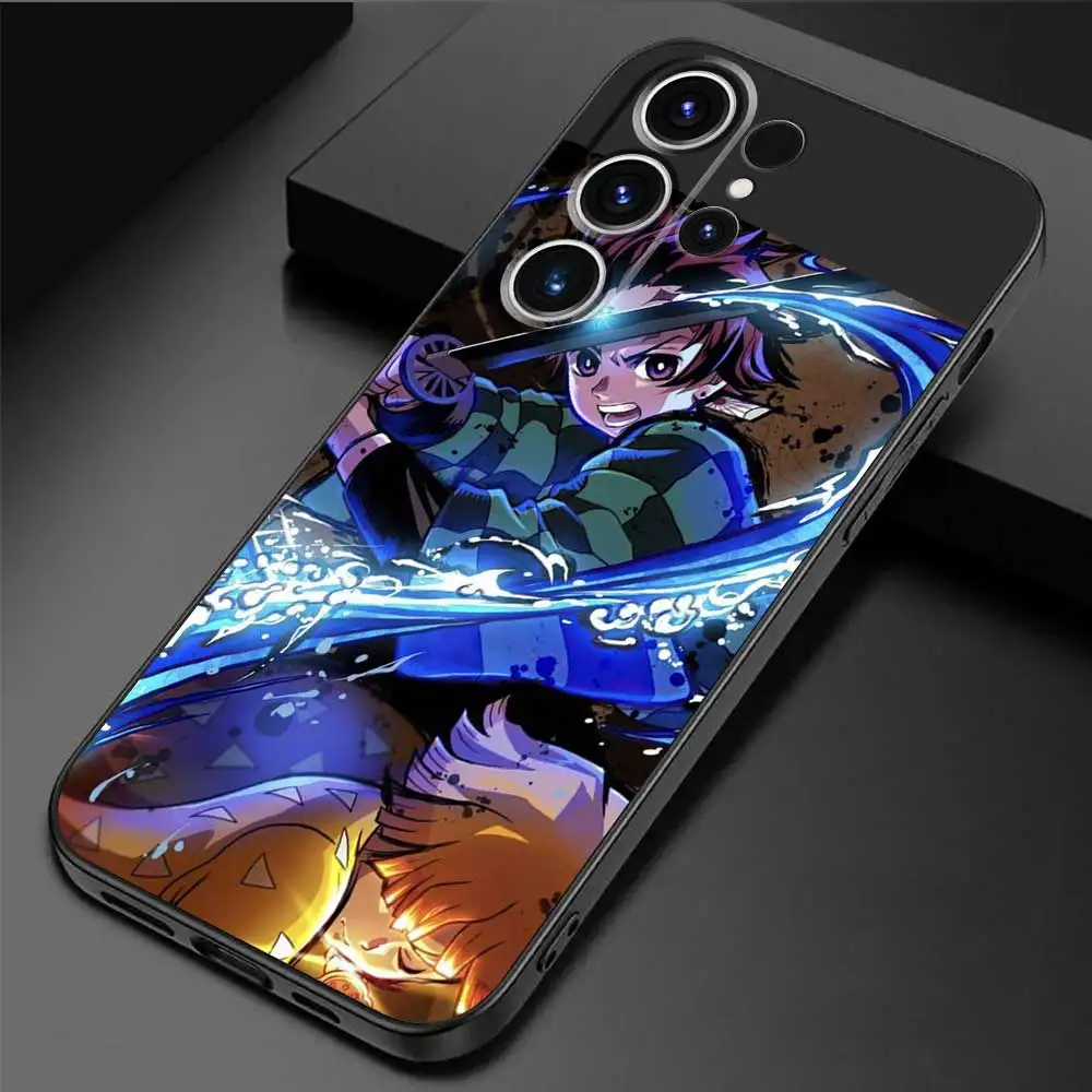 Anime Demon Slayer trzy etui na telefon Samsung S23 S22 Ultra S20 S21 FE S10 S9 S8 Plus Galaxy Note 20 10 9 pokrowiec silikonowy Funda