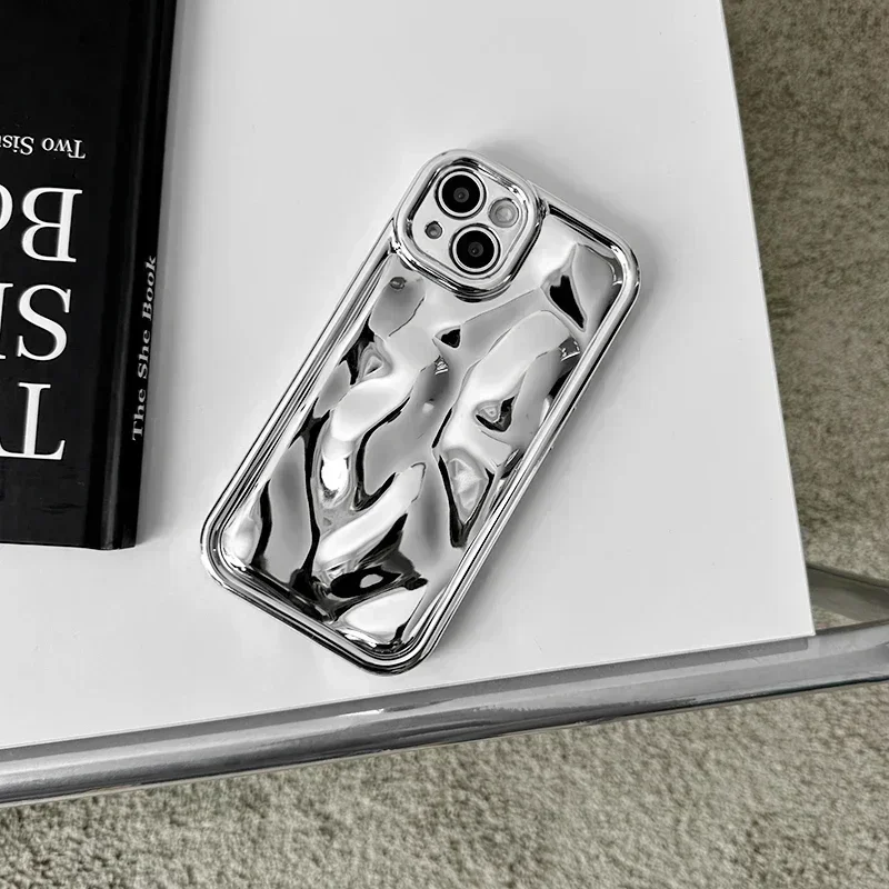 Luxury plating 3D Lunar crater bumper soft silicon phone case for iphone 15 14 13 12 11 Pro Max Plus XS X XR Cute Back Cover