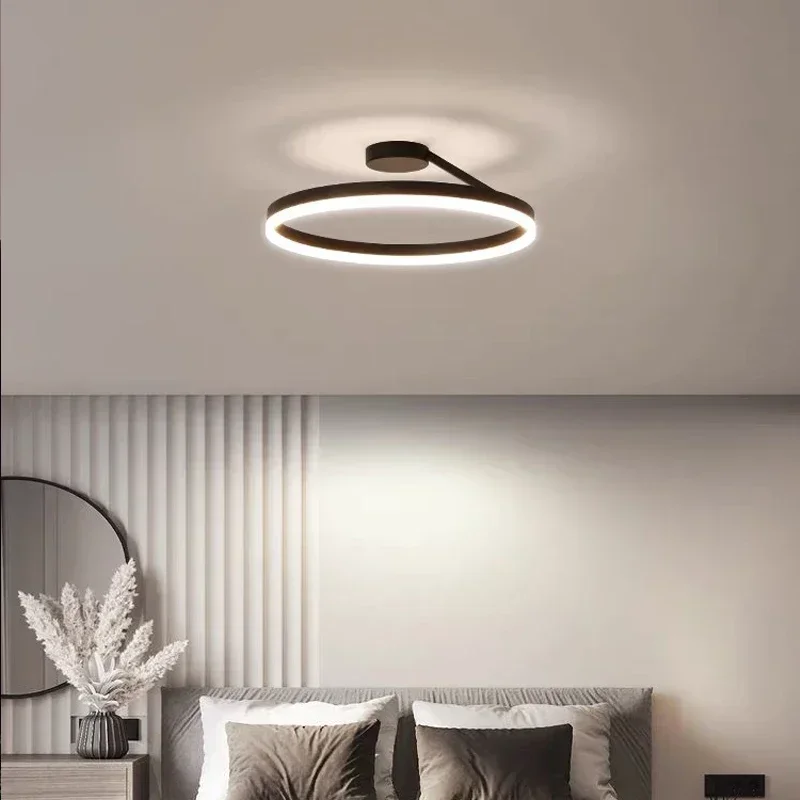 Imagem -05 - Moderna Luminária de Teto Led Lâmpada para Sala Quarto e Sala de Jantar Preto e Branco Iluminação Interna Doméstica 60cm 76w