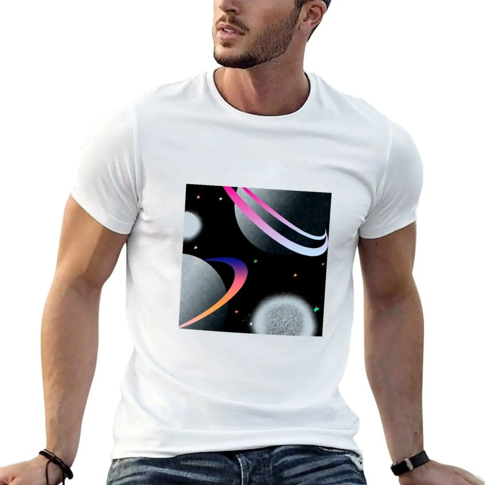 Gradient ring planet T-Shirt t shirt man cotton funny t shirts dark humor t shirts for man graphic tees T-shirt