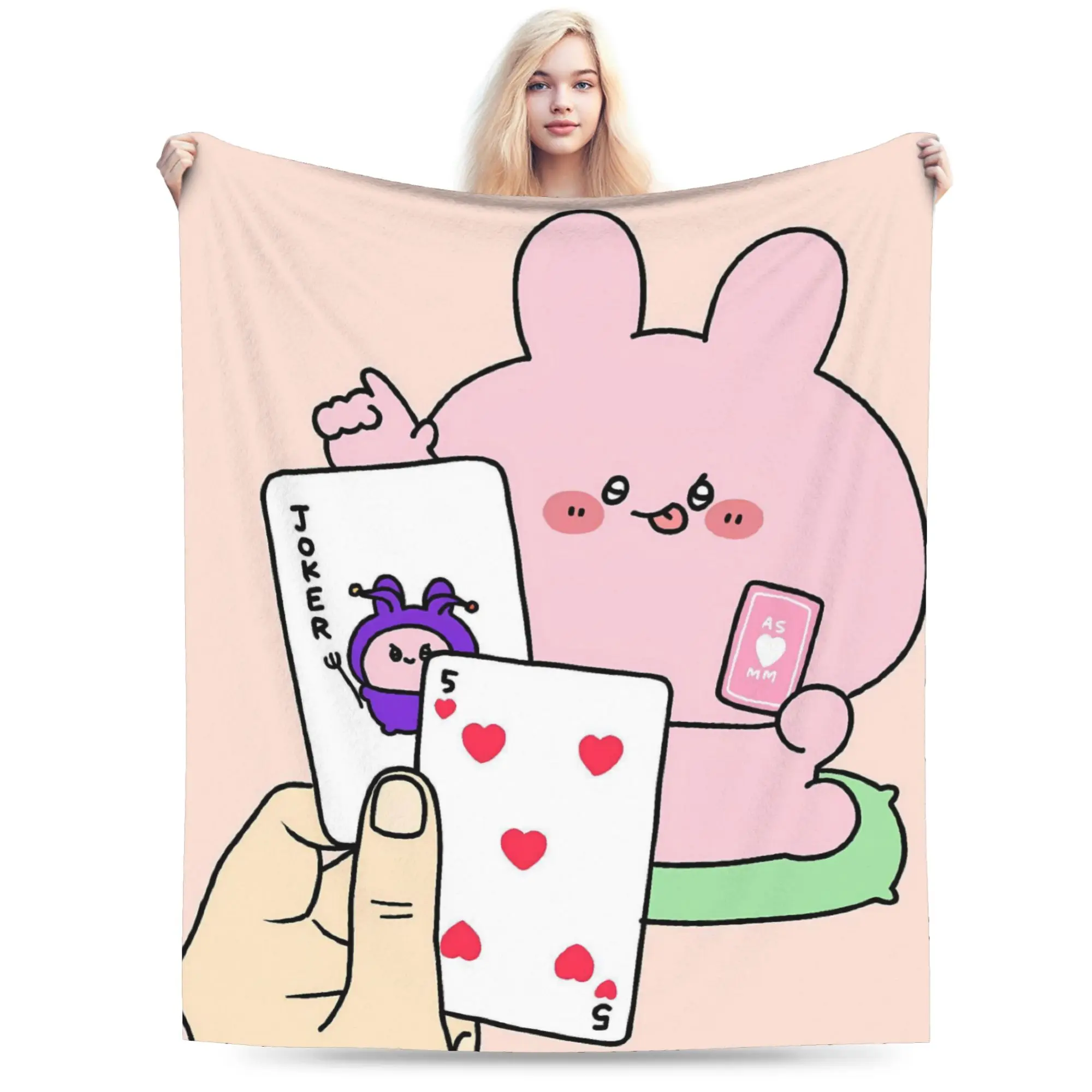 A-Asamimichaan Asleep Cute Asamimi Soft Warm Blanket  Kids Plush Bedding Throws Funny Couch Bed Flannel Bedspread Sofa Bed Cover