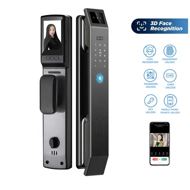 3D Face Recognition Smart Door Lock Automatic Biometric Rfid IC Card Wifi APP Security Camera Fingerprint Digital Locks