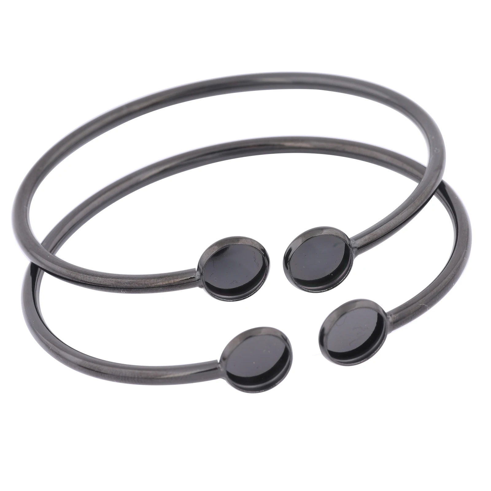 

2pcs Stainless Steel Black Cuff Bracelet Base Blanks Diy Bendable 8mm Cabochon Bangle Bezel Setting Trays Diy Jewelry Findings