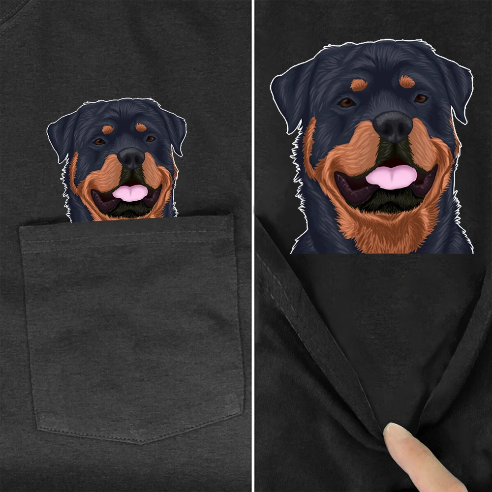 CLOOCL Fashion Cotton T-shirts Funny Animals Dogs Rottweiler Pocket Tees Hip Hop Tops Graphic Shirt Woman Tshirts