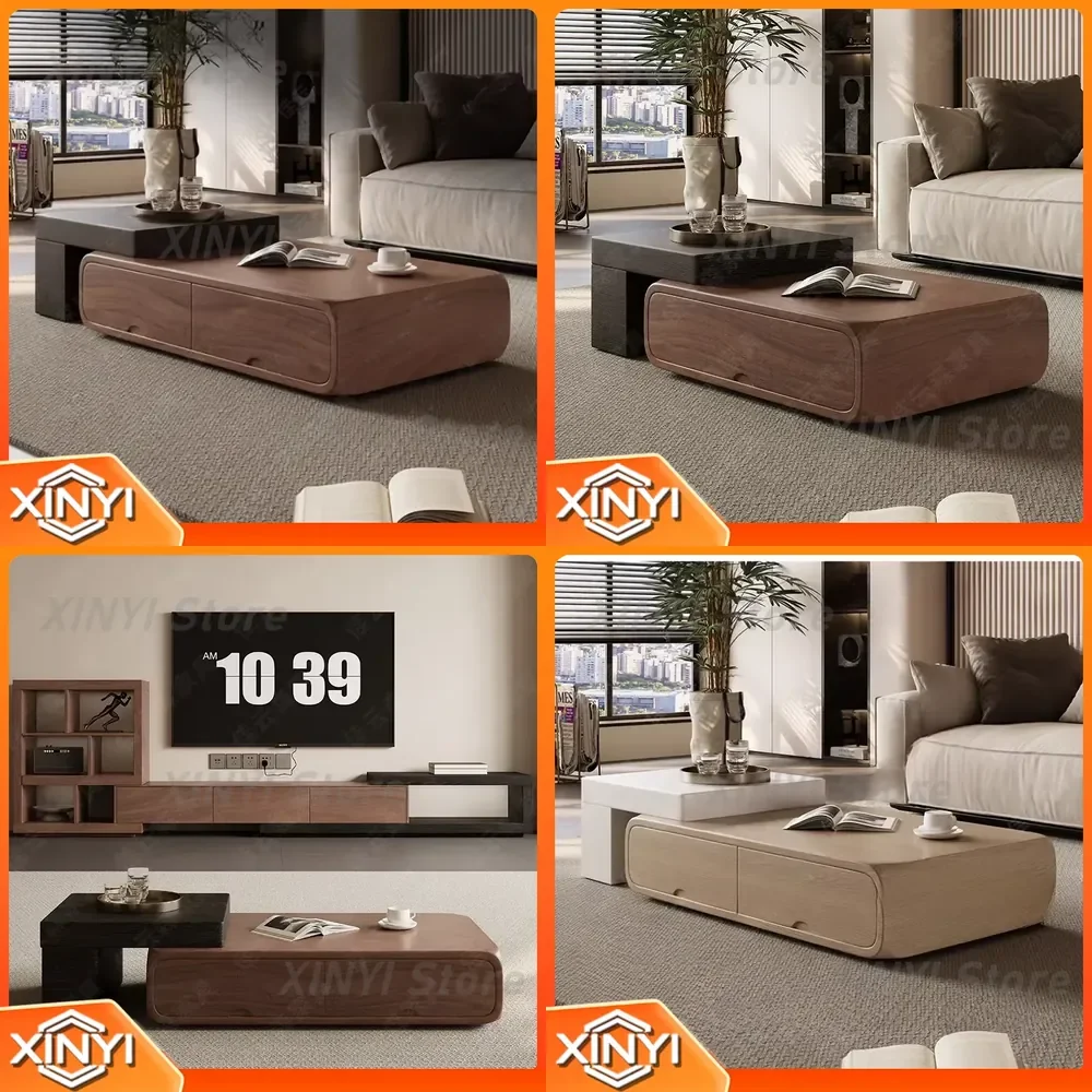 Walnut Small Coffee Table for Modern Apartment Living Room End Tables Household Cream Mesa De Centro Sala Furniture