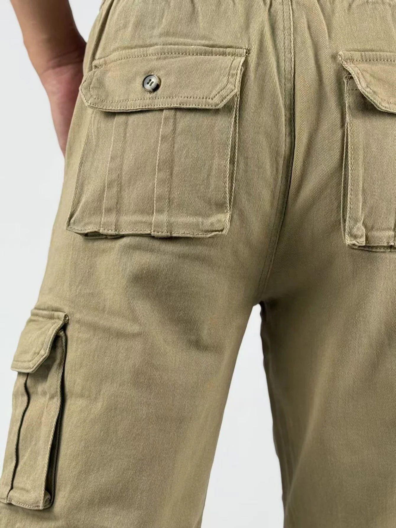 KING JEANS Merk Y2K KHAKI Multi-generatie elastische taille Losse rechte pijpen Modieuze en veelzijdige stijl