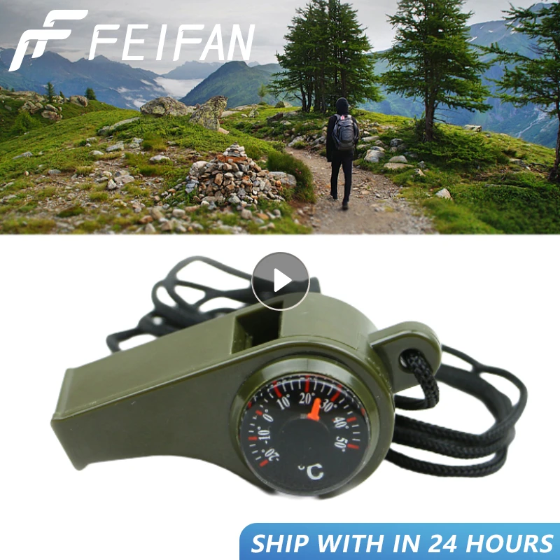 New Three-in-one Whistle Survival Whistle Field Training Whistle Whistle Compass Thermometer Outdoor Tool Survival Equipment