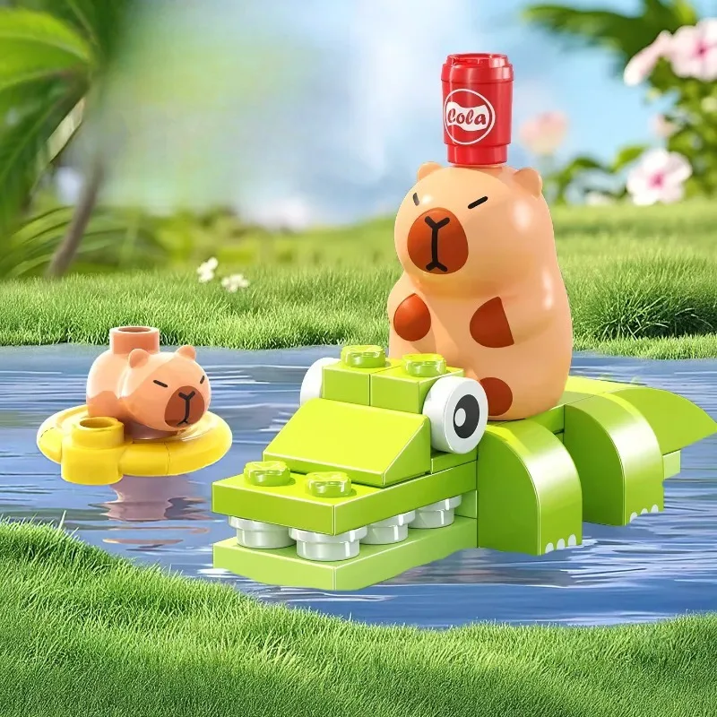 

SEMBO Cartoon Capybara Building Blocks Creative Handmade DIY Cute Capybara Leisure Time Desktop Ornaments Assembled Toys Gifts