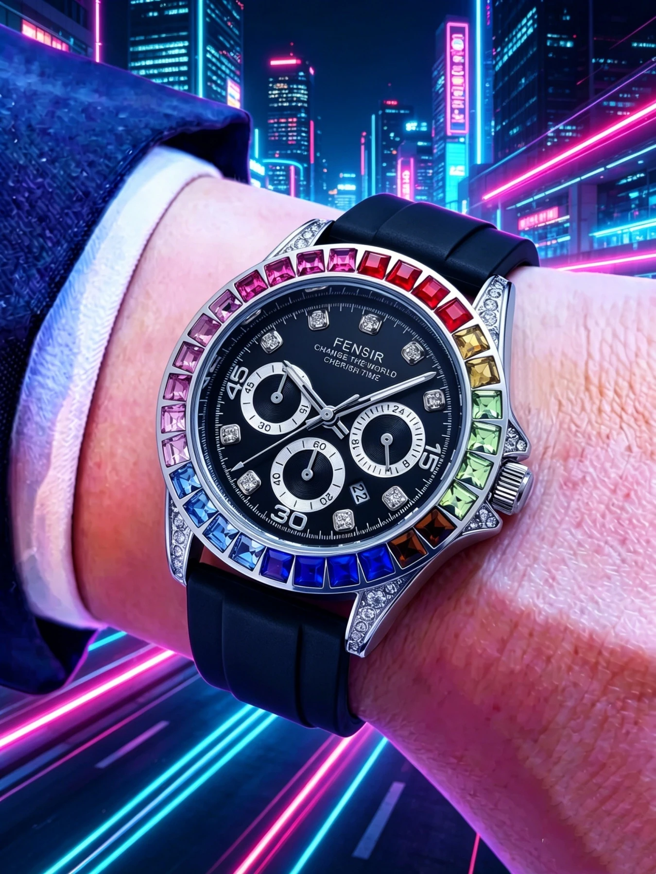 Smartwatch Ring Watches - Rainbow Crystal Diamond Ring Men's Quartz