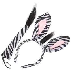 1 set 1 Set Kids Zebra Costume Ears Headband Hair Hoop Tail Masquerade Party Supplies Halloween Cosplay Decoration Animal