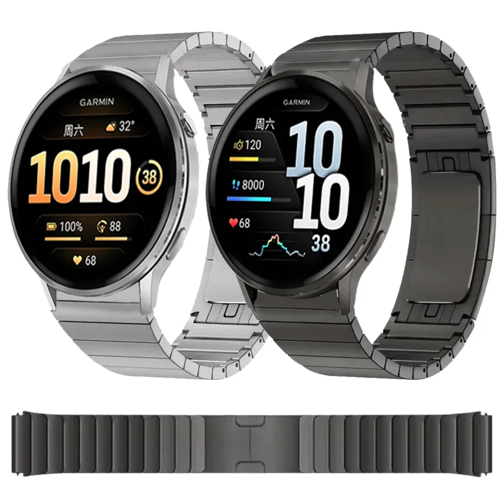22mm Luxus-Edelstahlarmband für Garmin Forerunner 570 47mm/970 965 955 265 Metallschnallen-Uhrenarmband Garmin Venu 4 45mm Correa
