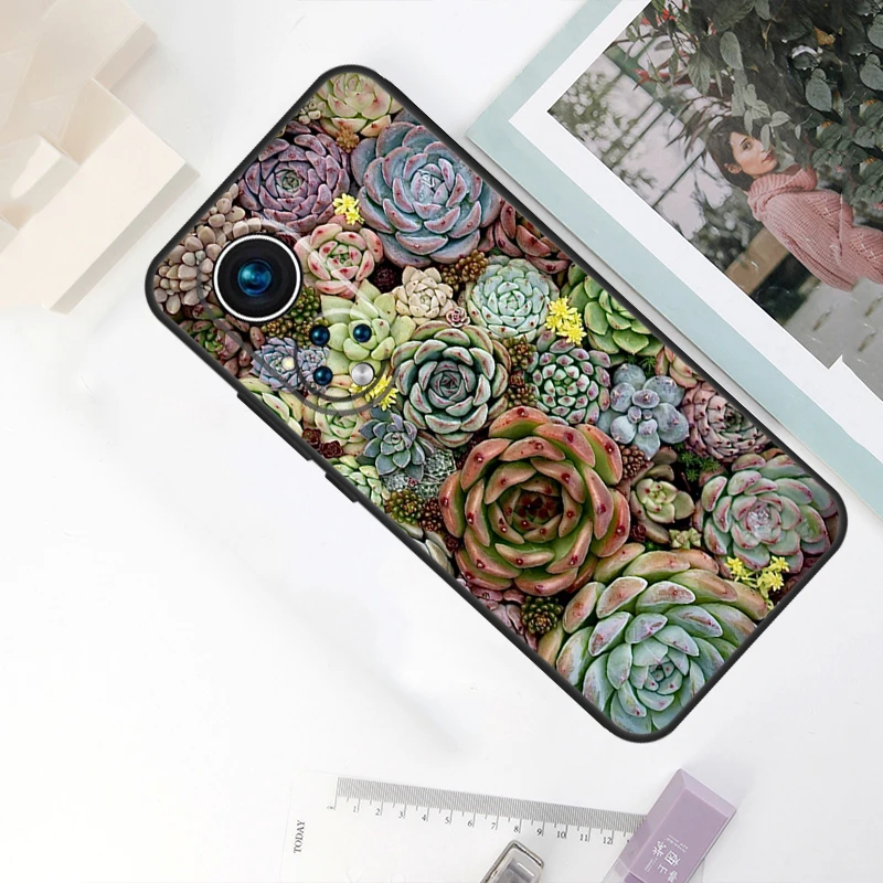 succulent plant Case For Huawei P30 Lite P40 P50 P20 Pro P Smart 2021 Nova 5T Nova 9 Honor X9 X8 X7 50