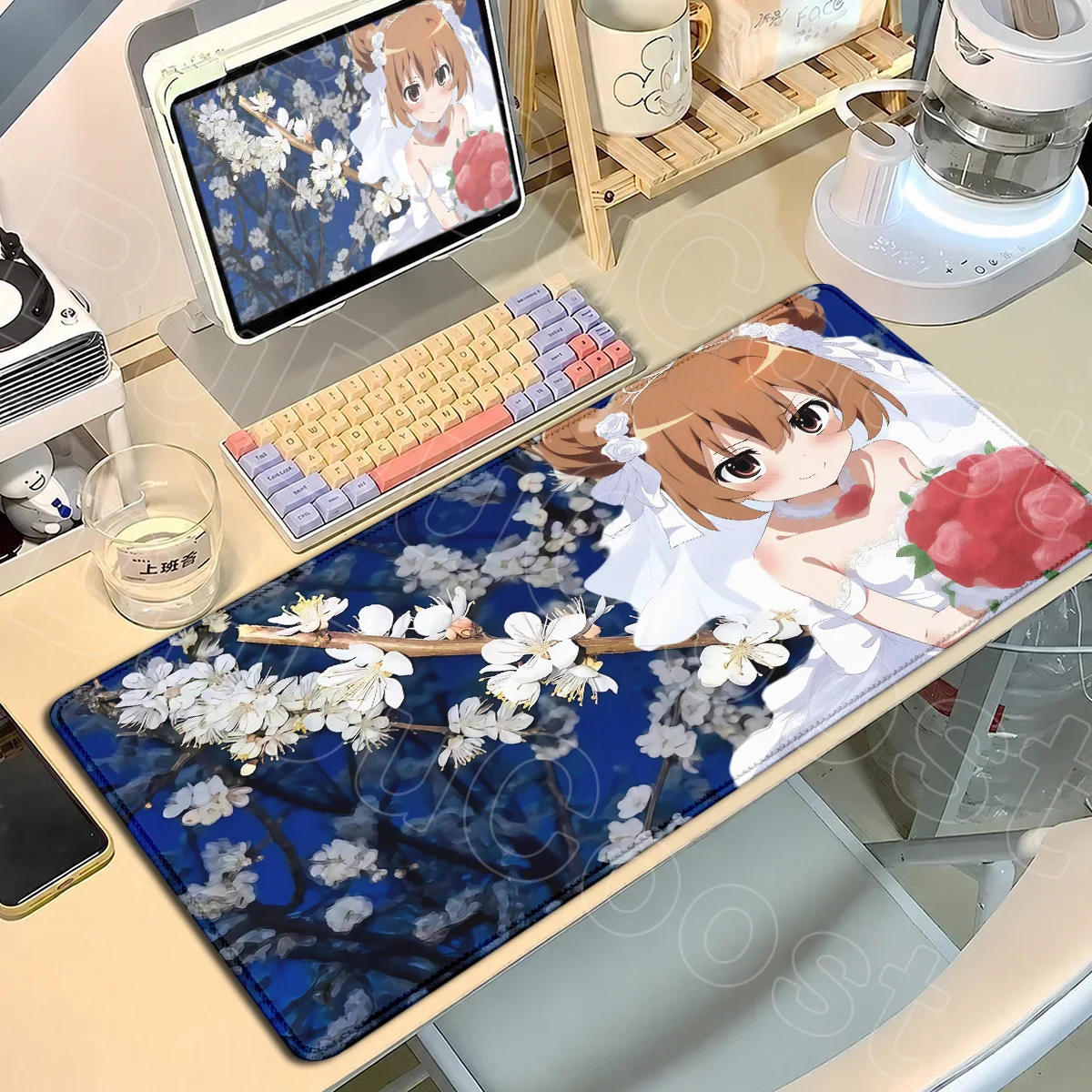 E-Sport Gamer Gummi-Tischunterlage Japan Anime Toradora Süßes Mädchen Taiga Aisaka Mauspad PC-Bürozubehör Genähter Rand Mauspad – Detail 1
