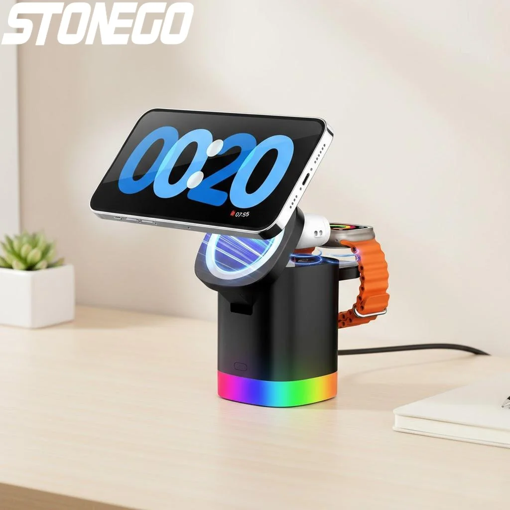 3-in-1 Wireless Charger for iPhone 12/13/14/15/16 Pro/Max/Mini Fast Magnetic Charging Station for Apple Devices