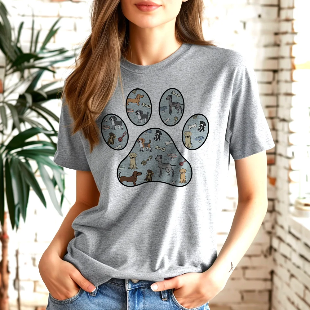 

Dogs Paws t shirt women comic t shirt female manga graphic anime clothing