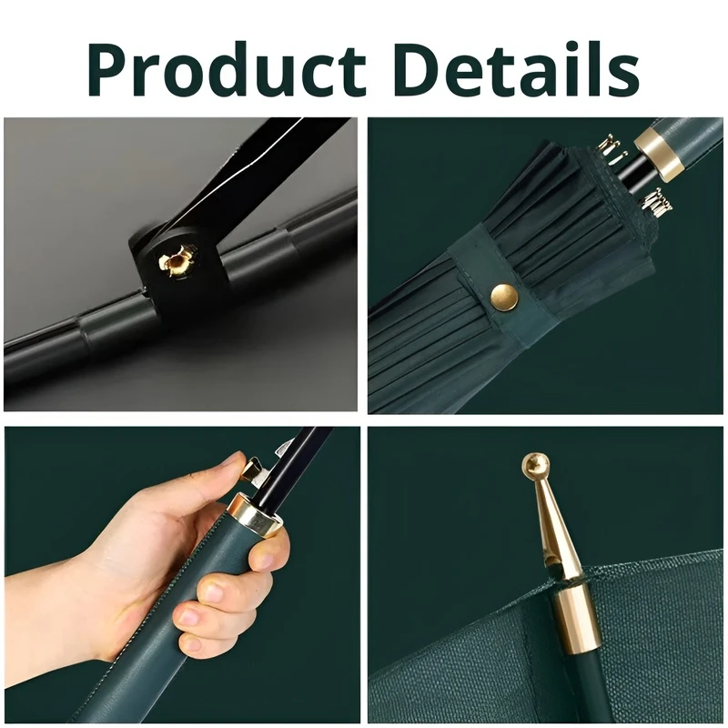 24-rib Long Handle Automatic Umbrella Long Handle Business Umbrella for Men Integrated Button Large Wind-Resistant Umbrella Para