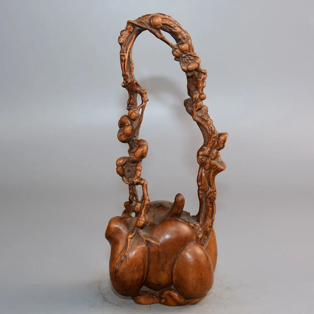 

Chinese Antique Boxwood Carving Beautiful Statue Teapot Statue Home Decor Art