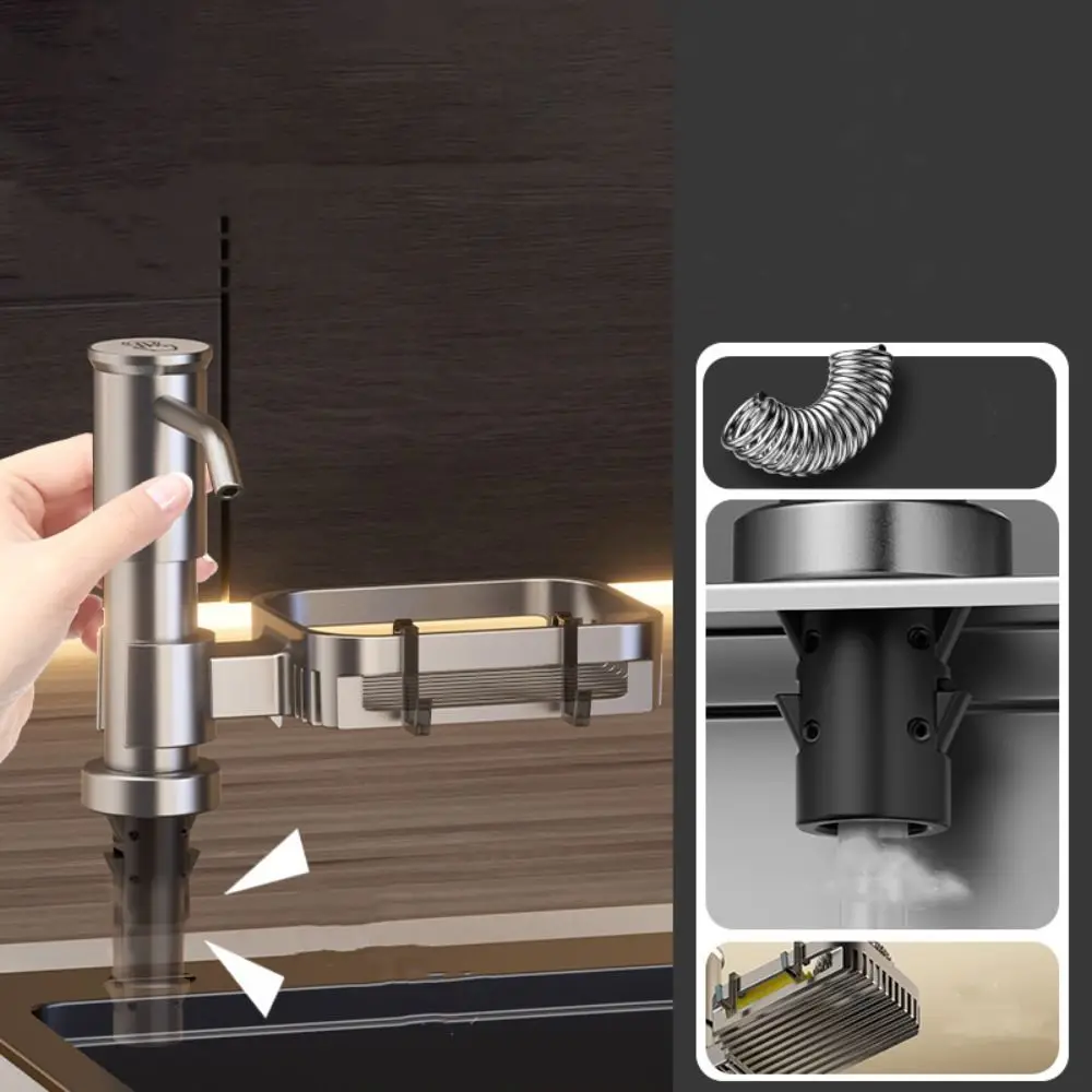 Dispenser di sapone in acciaio inossidabile Tubo di prolunga in silicone Collegamento diretto Dispenser per lavello da cucina Pompa a pressione manuale