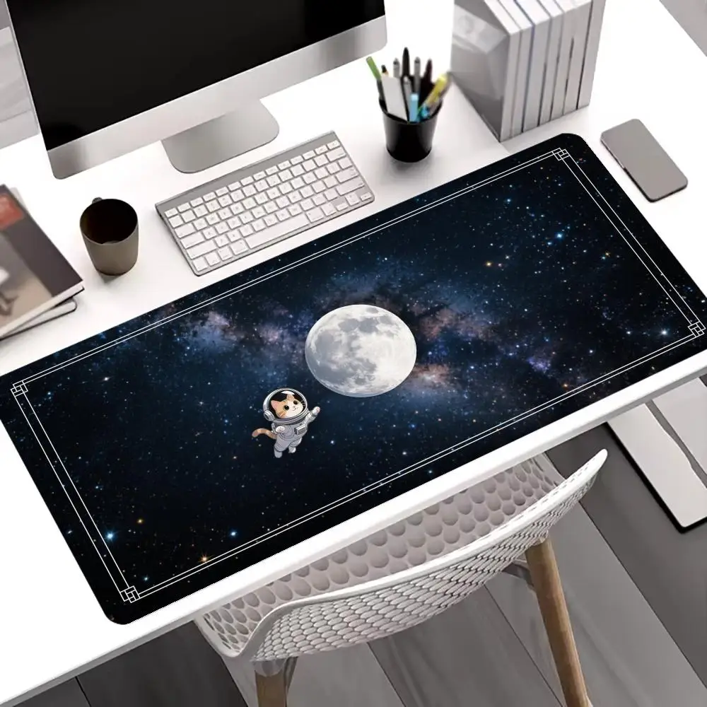

Cat and stars universe Mouse Pad Large Gaming Table Cushion Non-slip Seamed Edge Mousepads Laptop XXL Tablet Mat Mini PC Playmat