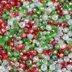 Christmas Theme Mixed Color AB Transparent Glass Beads Faceted Spacer Beads 4/6/8mm For Jewelry Making DIY Bracelets Necklaces