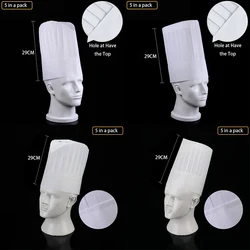 5/10 PCS Restaurant Kitchen Hat Sushi Shop Disposable Food Catering Cooking Cap Hotel Non-Woven Breathable Chef Caps for Unisex