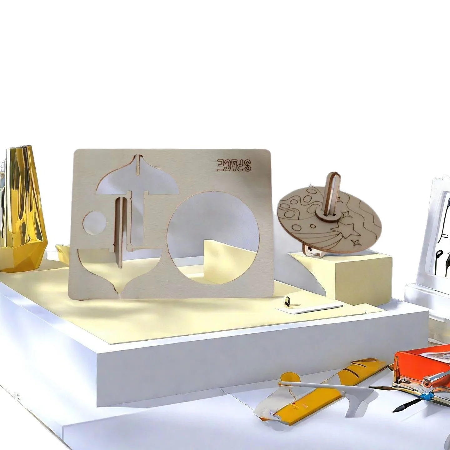 children's educational toys, wooden assembly toys, diy handicrafts, planetary gyroscope assembly painting toys