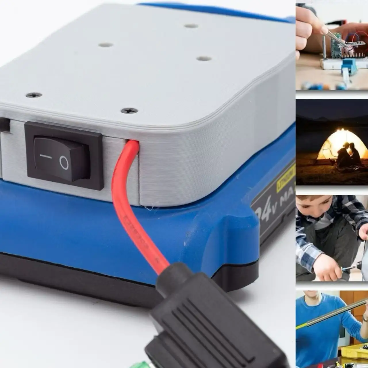 

With Switch Blue/Gray 24V - DIY Conversion Kit w/ 14GA Wire for Kobalt 24v Lithium IonPower Wheel Adapter Battery