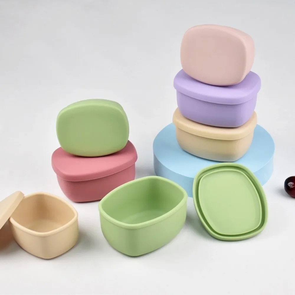 Food Grade Silicone Lunch Box 200/300/600ML Leak Proof Food Container with Lid BPA-Free Microwave Oven Lunch Box Dishwasher Safe